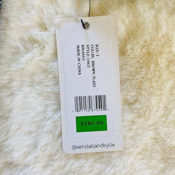 Kendall & Kylie Black & Brown Plaid Menswear-Inspired Winter Coat NWT MSRP $180 - Picture 16 of 16